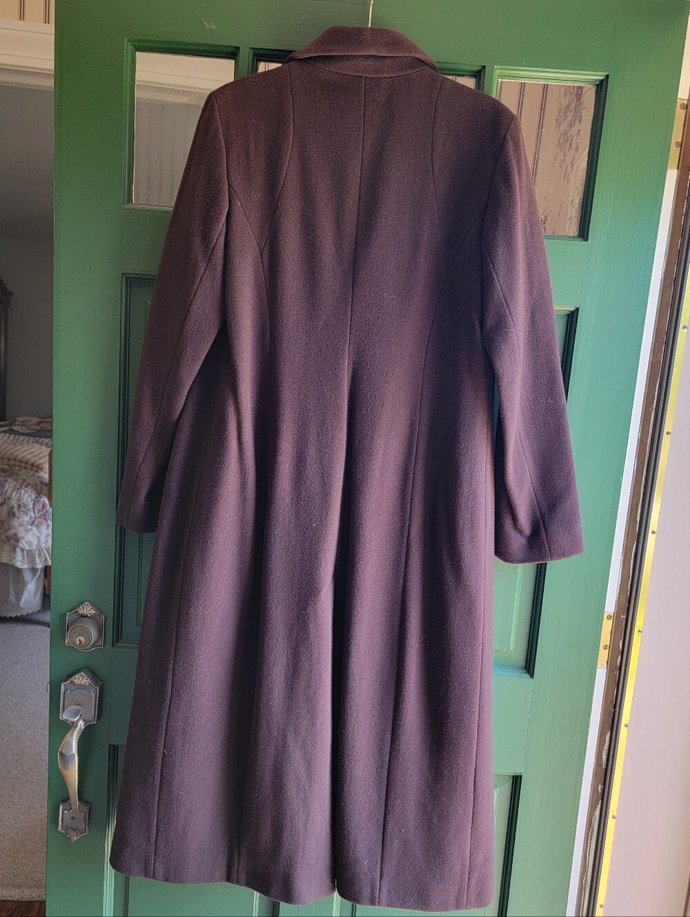 Anne Klein Plum Long Wool-Blend Coat Sz 12 - Picture 4 of 4